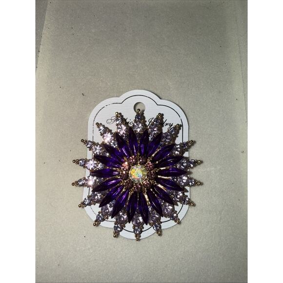 NWT Fashion Large Purple Starburst Brooch Pin - Picture 2 of 3